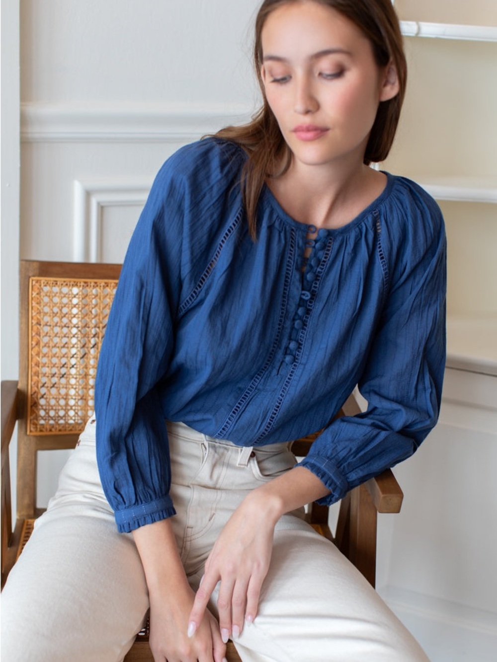 India collection‎ Emerson fry LUCY HEIRLOOM BLOUSE BLUE INDIGO top
